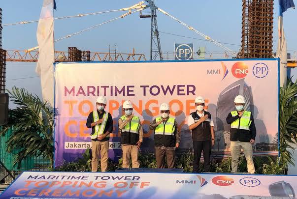 PT PP Topping Off Ceremony Proyek Maritime Tower Bernilai 706 Miliar