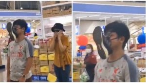 Viral Aksi Pria Gunakan Sepatu sebagai Pengganti Masker Jadi Sorotan Netizen