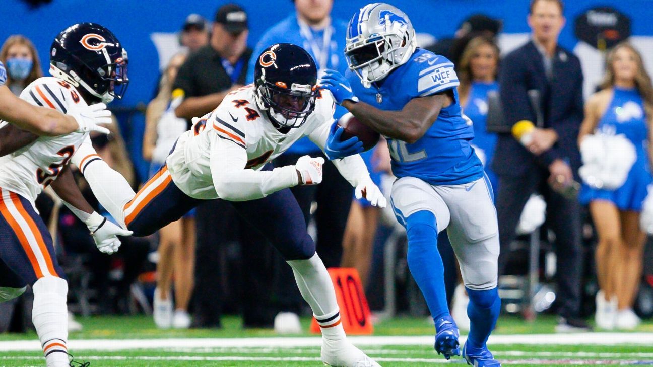 Detroit Lions RB D’Andre Swift keluar dari kekalahan pertandingan Thanksgiving dari Bears dengan keseleo bahu – Majalah Time.com