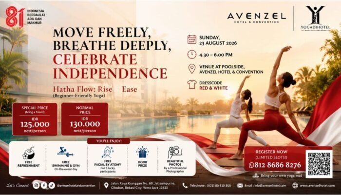 Yuk Ikut Hatha Flow, Sesi Yoga Spesial HUT RI di Tepi Kolam Cibubur