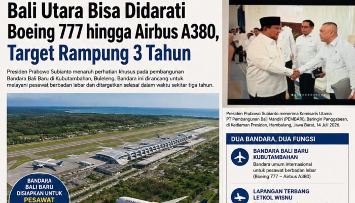 Prabowo Minta Bandara Bali Baru Mampu Layani Boeing 777 hingga Airbus A380